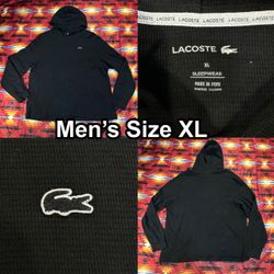 Lacoste Lightweight Black Pullover Hoodie Men’s Size XL Sleepwear