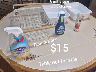 Kitchen cleaning bundle deal dish drainer and two dish pans with new cleaning supplies