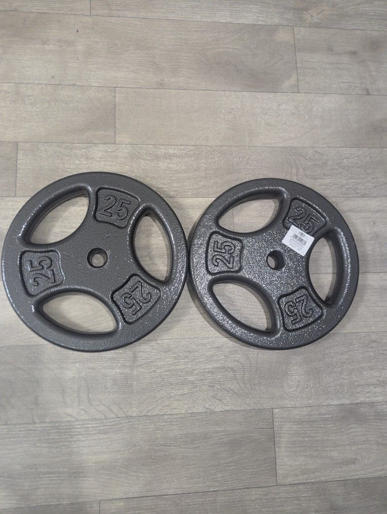 Athletic Works 25lb (2) Black Cast Iron Standard Weight Plate SP25 Black
