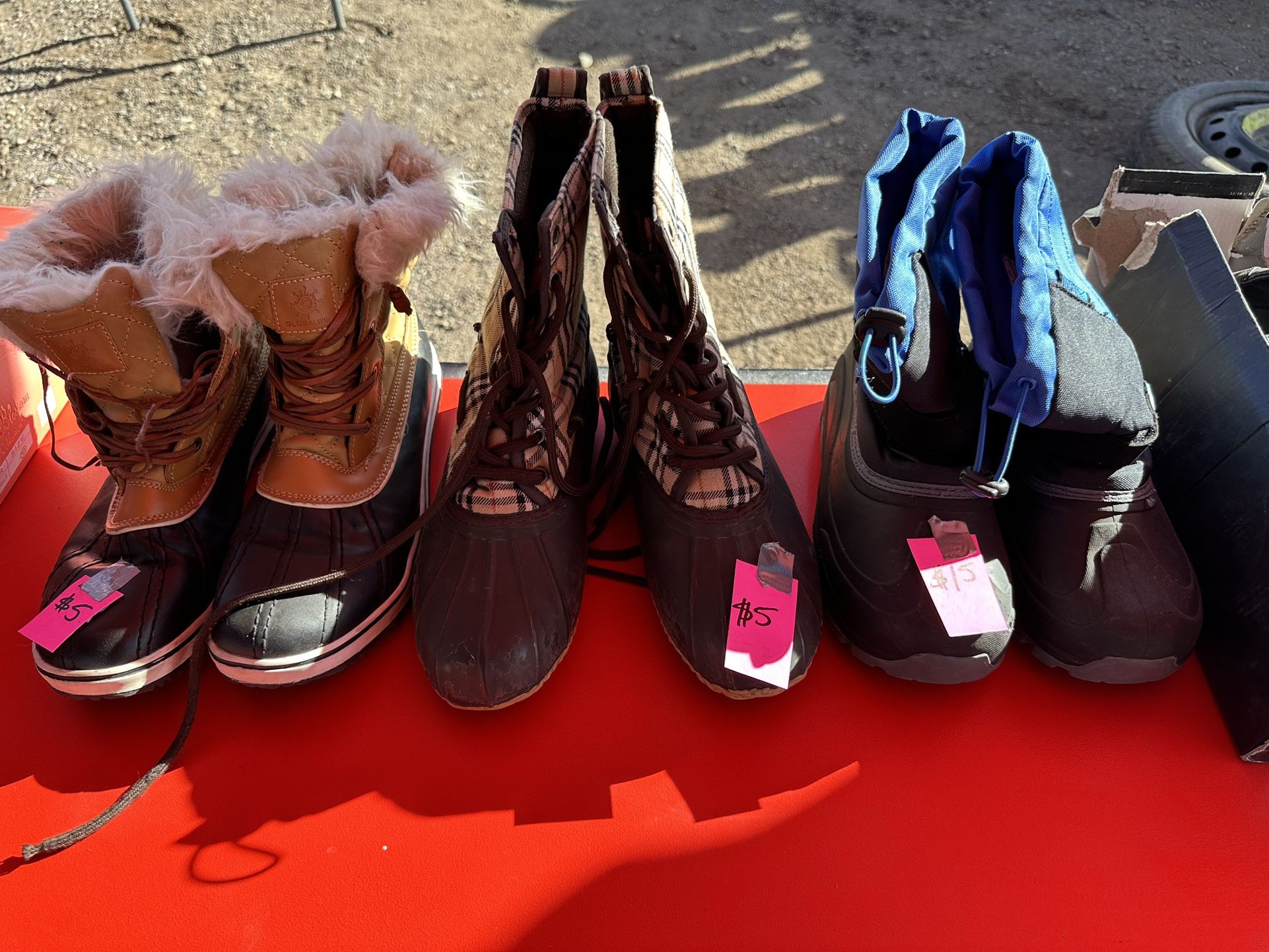 Snow Boots Women Size 10 $5 Each , Boys Size 4 $15