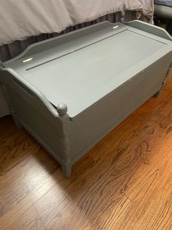 Gray Painted Wood Storage Chest