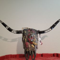 New With Tags Beltranart Texas Long Horn Metal Sculpture Wall Art