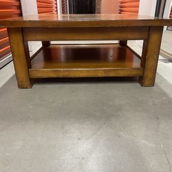 Make Offer Heavy Solid Wood Coffee Table With A Bottoms Shelf