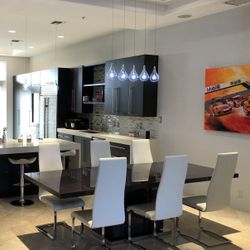 Modern Gray Dining Table w/ Extension Leaf – Seats 6-8