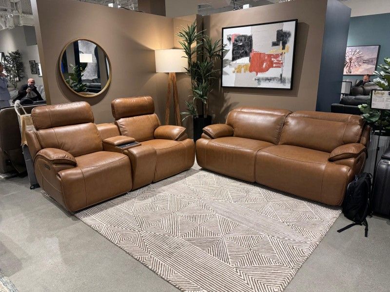 SADDLE WATER RESISTANT FABRIC POWER SOFA LOVESEAT FINANCING AVAILABLE CREDIT NEEDED