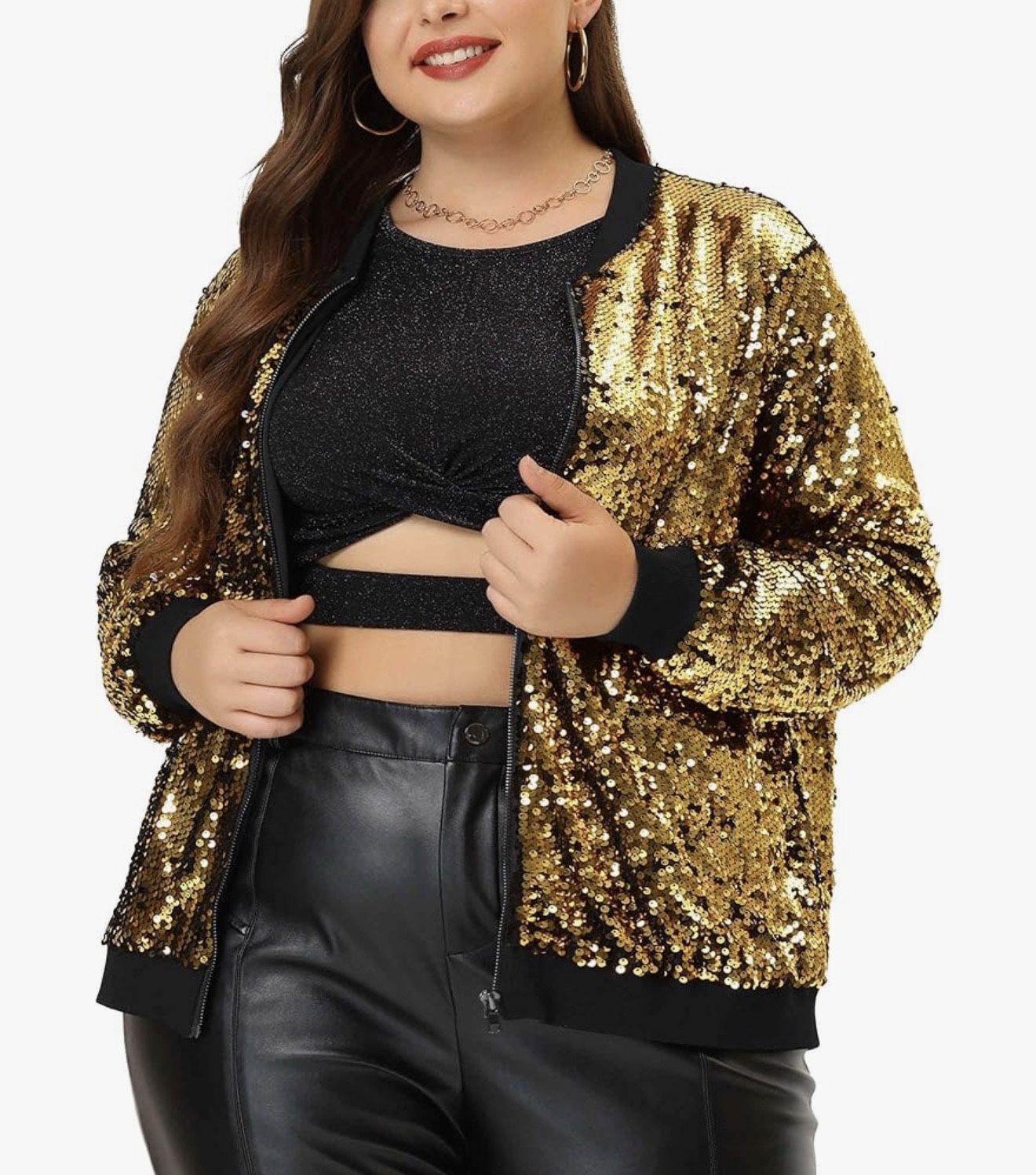 Women Gold Sequin Bomber Jacket β¨β¨