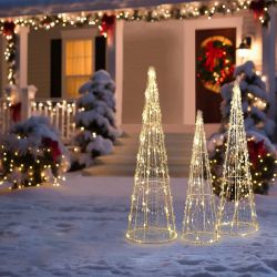 Lighted trees christmas decoration for indoor and outdoor, set of 3 ，HD2072