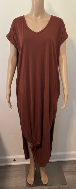 Women’s bobi Rust Maxi T-shirt Dress XS