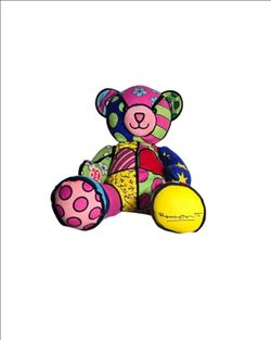 Romero Britto Build A Bear Plush Teddy Bear Brazil Pop Art Limited Edition Read