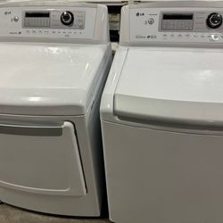 LG Washer & Dryer Electric Top Load Set Free Cords Attachments Warranty 