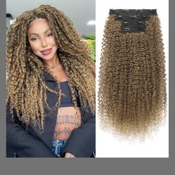 FLUFYMOOZ Clip In Hair Extensions, 20" 4PC 100? Pure Protein Silk Hair Extensions For Black White Women Long Soft Curly Hair Extension Hairpiece(Dark 