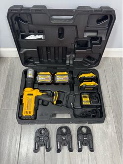 DEWALT 20V MAX Cordless Press Tool, (3) IPS Gas Press Jaws 4 batteries(2) 60V 6.0 Ah batteries(2) 20V 4.0Ah Batteries, and Charger