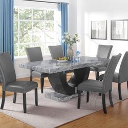 7PC Gray Dining Table Set