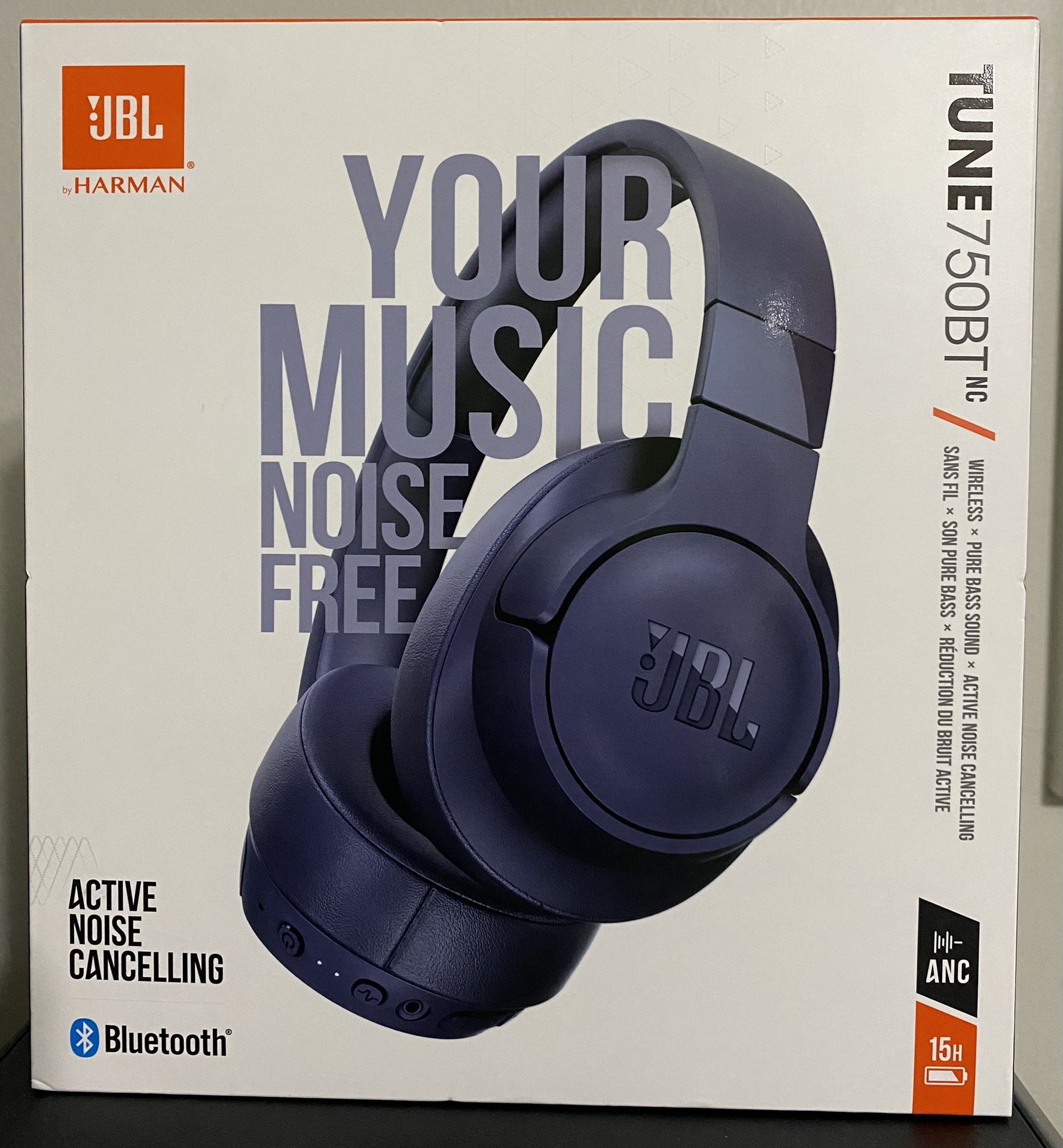 JBL TUNE 750BTNC Wireless Over-Ear Headphones Blue