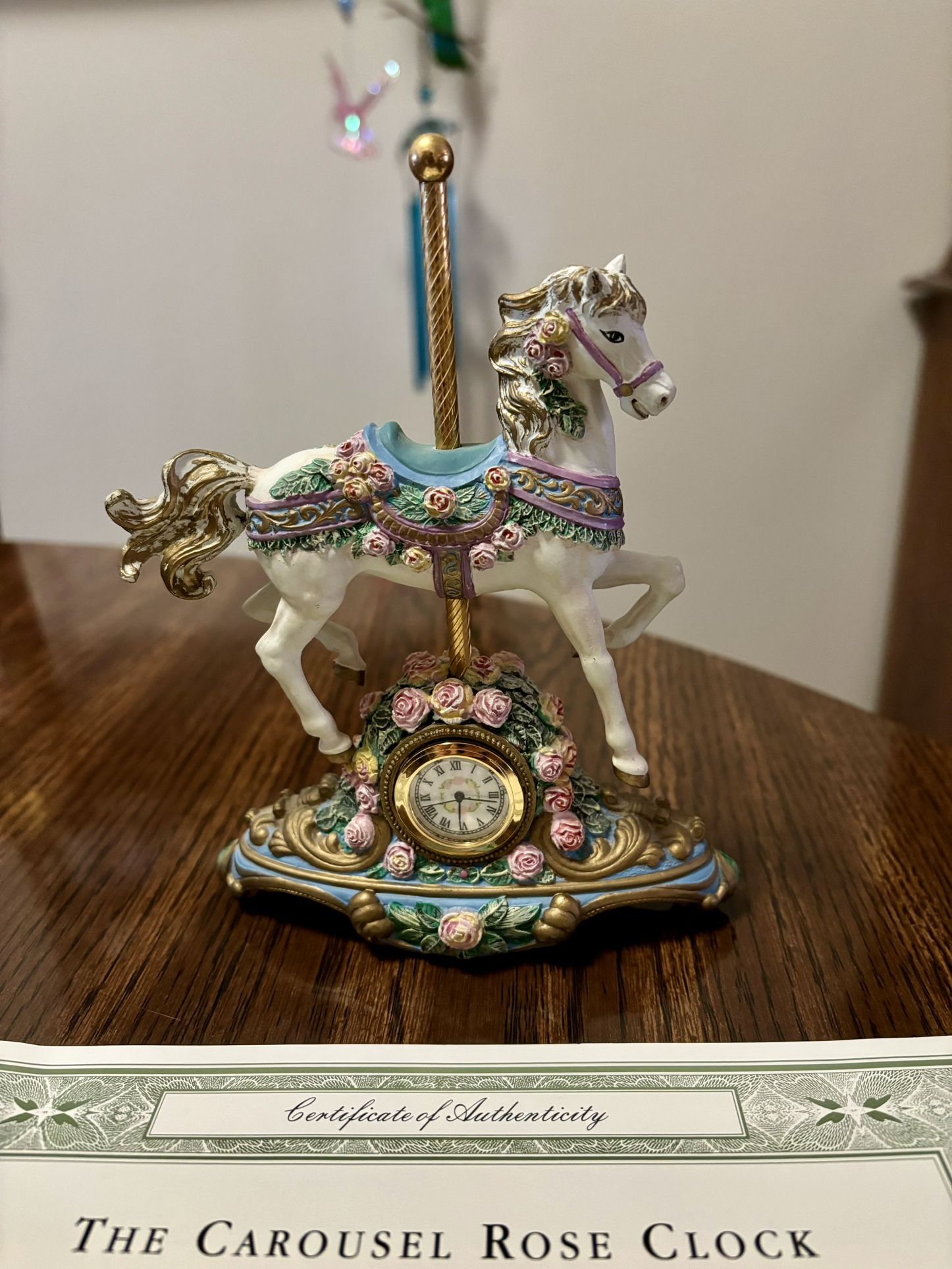 The Carousel Horse Rose Clock The International Museum of Carousel Art Limited Edition The Franklin Mint Vintage