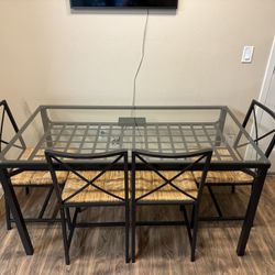 IKEA Glass Top Dining Table With 4 Chairs