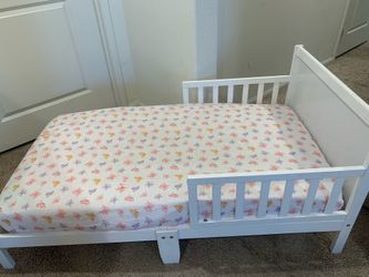 Toddler Bed (White) + Mattress