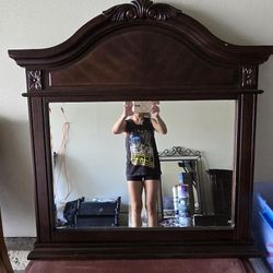 Dresser Mirror Solid Wood Cherry Finish 