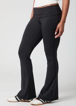 PAC 1980 PAC WHISPER Active Fold-Over Waistband Flare Yoga Pants – Size L
