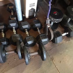 Hex Dumbbells Coated Pairs 10-$20,25-$40,30-$48,35-$60,40’s-$65,Round 60’’s -$96 Round 30’s $35 Firm
