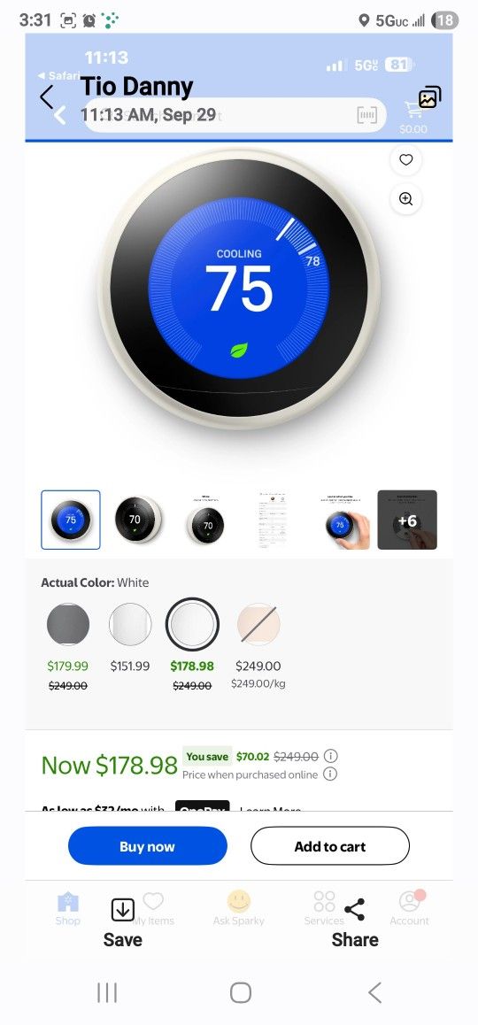 Nest 3rd Gen Temp Sensor HVAC