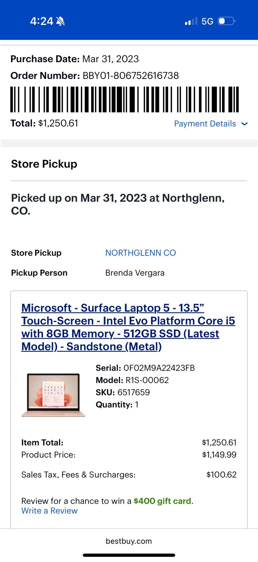 Microsoft Surface Laptop 5th Edition 