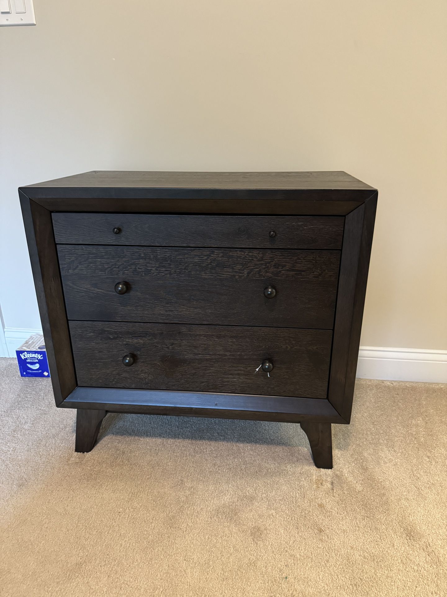 two nightstands with USB plugs built in