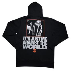 2Pac Men's Front/ Back Graphic Hoodie in Black/ Grey/ Orange, Size Medium NWT!