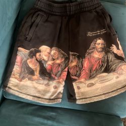 CTHDRL THE LAST SUPPER FLEECE MENS LIFESTYLE SHORTS (Medium)