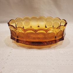 Fostoria Colonial Coin Dish Console Oval Bowl Amber