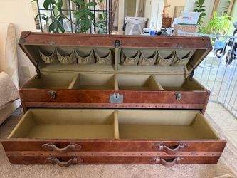 Restoration Hardware Mayfair Steamer Trunk Low Chest, Vintage Cigar Leather 55x16x20