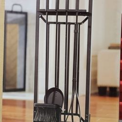 Brand New, 5pc Fireplace Tool Set, All Black