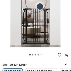 WAOWAO Extra Tall 40.55" Baby Gate 29.53"-32.68" Wide Pressure Mounted Walk Through Swing Auto Close Safety Black Metal Toddler Child Dog Pet 