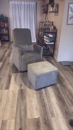 Grey Rocking Chair With Rocking Ottoman