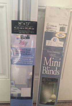 Two brand new window blinds one is 36 x 72 the small one is 23" x 58cm. By Bali and the other one by Jubilee