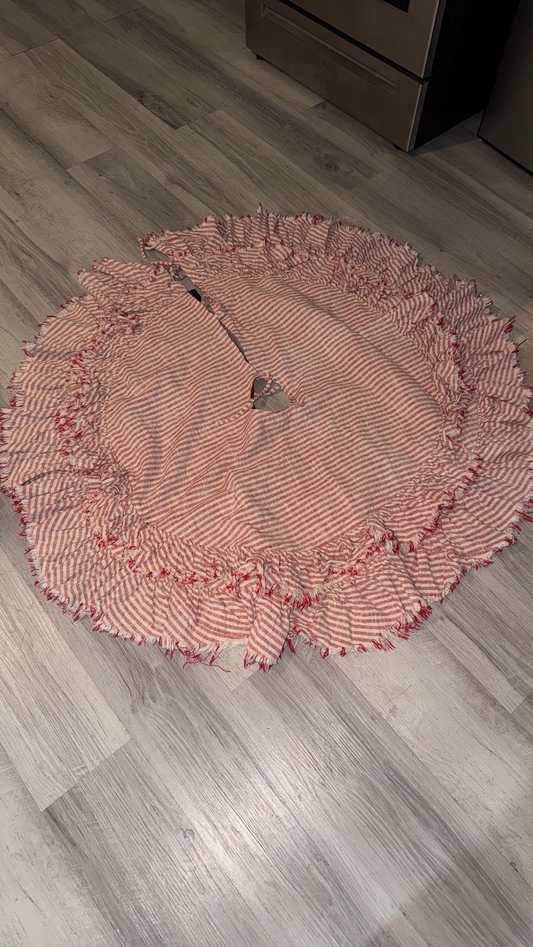 Red Stripped Christmas Tree Skirt