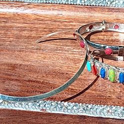 Sterling Silver Cuff w/ Lapis,Turquoise & Coral