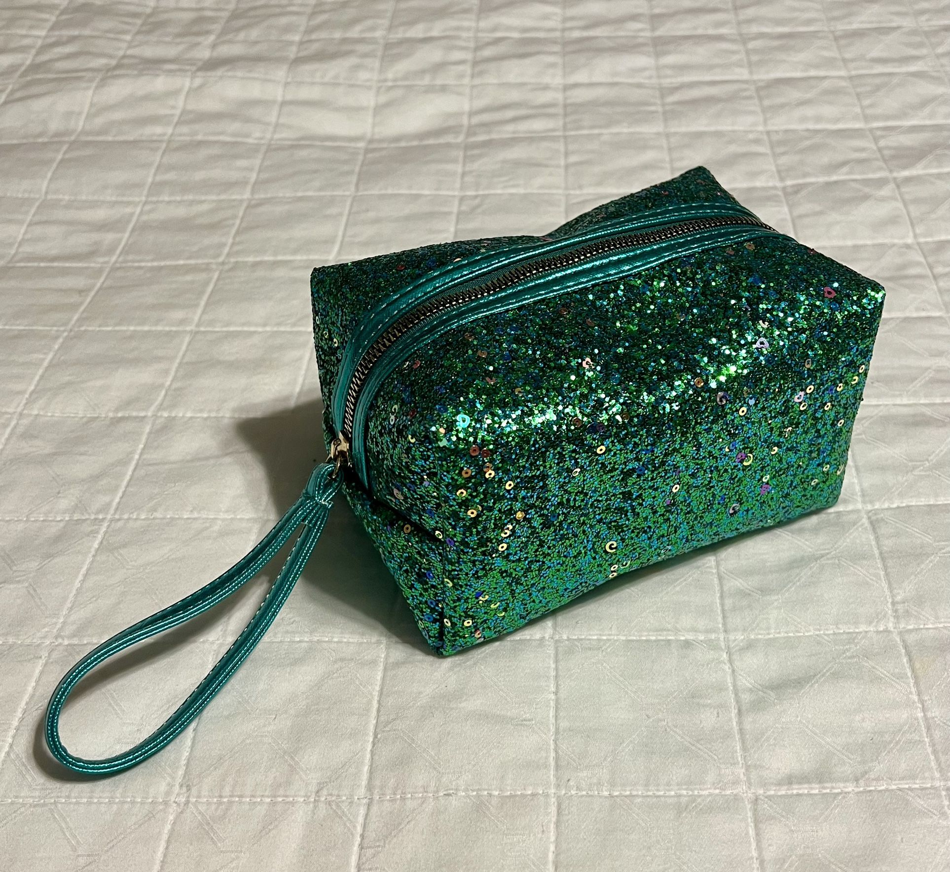 Green & Gold Sequined Cosmetic Bag