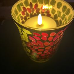 Mosaic Glass Candle Holder – Multicolor Glow