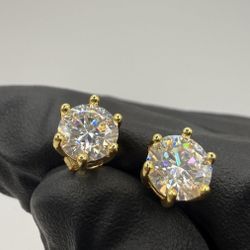 VVS1 Gold Plated Stud Earrings 1.0ct