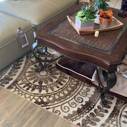 Iron and glass coffee table and end table