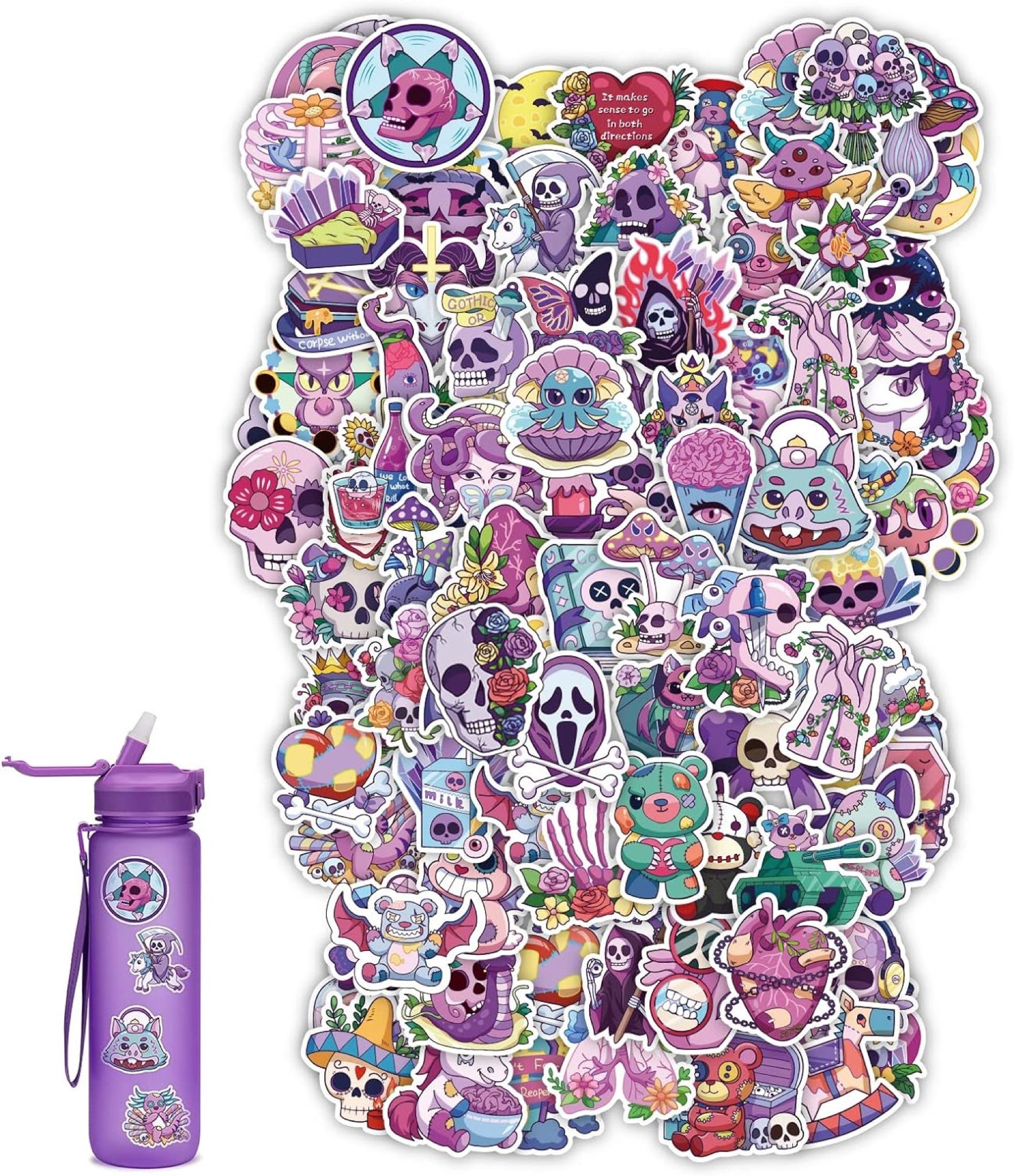 100PCS Gothic Stickers Pack Skateboard Water Bottles Computer Phone Decals for Adults Kids
