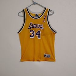 Old Los Angeles Lakers Shaquille O'Neal Purple / Gold Jersey (Size -Youth L 14-16