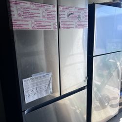  Samsung 25 cu. ft. Standard Depth 3-Door French Door Smart Refrigerator in Stainless Steel with Beverage Center and Dual Ice