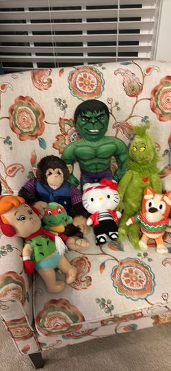 7 Plush Figures Hulk Hello Kitty Grinch Pebbles & More