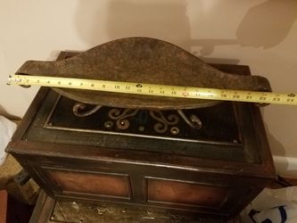 dish;metal;heavy; leaf shape; brwon tones;decorative balls and twigs not included-$15