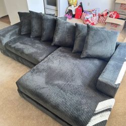 Luxe 108" Corduroy Sectional - Smoke