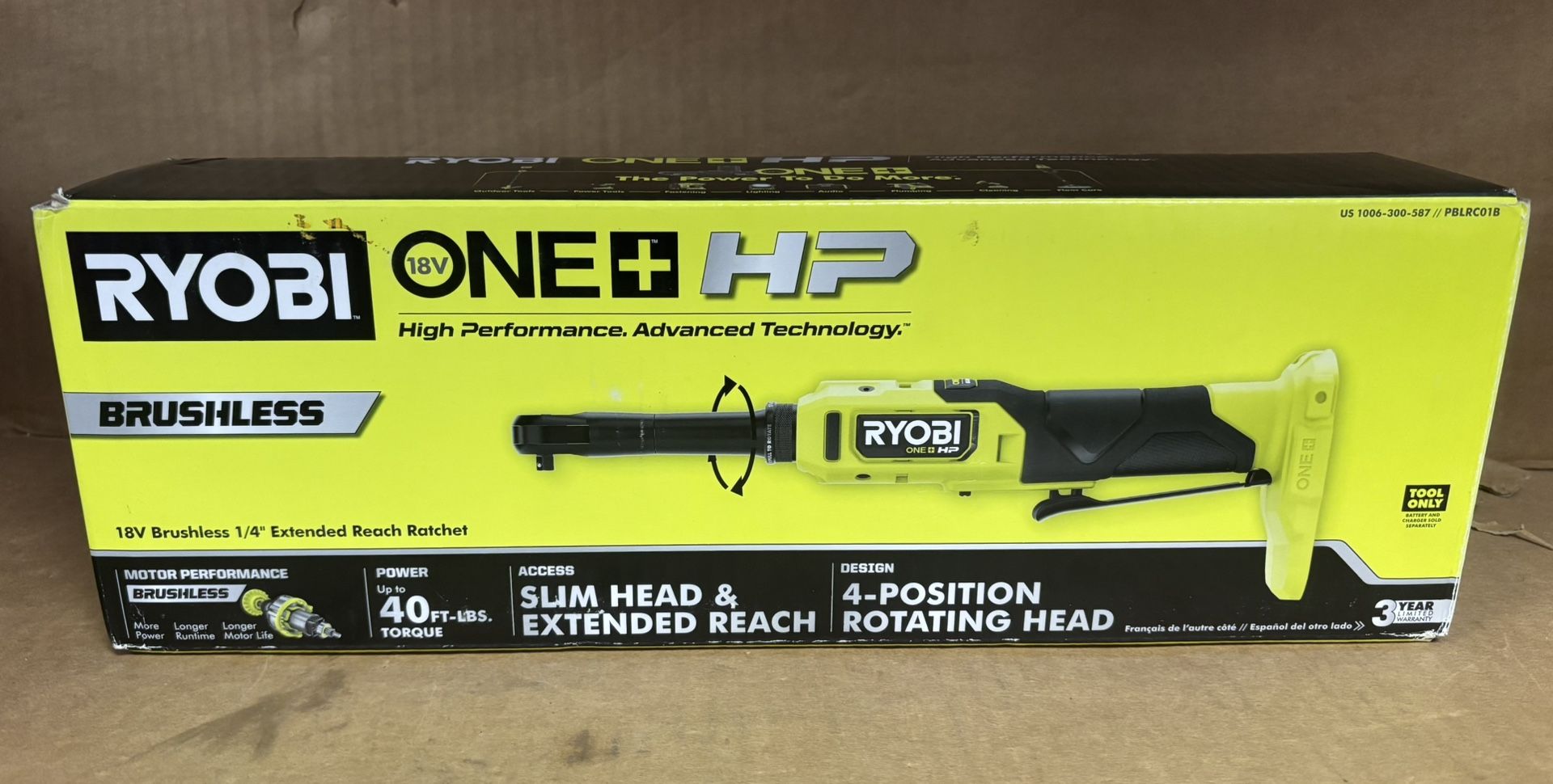 Ryobi One + HP 18V Brushless Cordless 1/4 in. Extended Reach Ratchet (Tool Only) - PBLRC01B