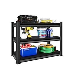40" W 3-Tier Garage Shelving Heavy Duty, 1500LBS Loads Garage Storage Shelves, Metal Shelving Units and Storage Racks, Industrial Utility Shelf Heavy 