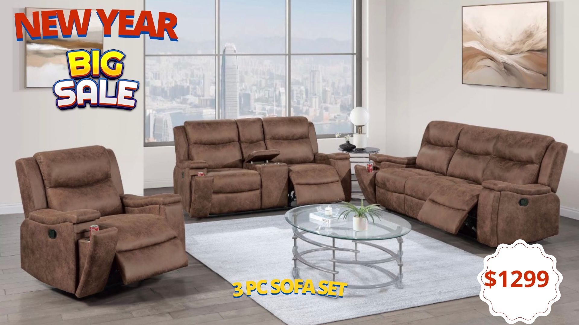 3 Pc Sofa, Loveseat And Chair